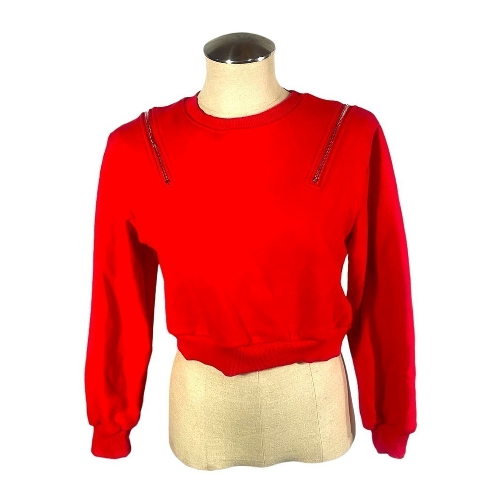Molly Bracken Lili Sidonio Red Crop Top Sweatshirt w/ zip detailing Size XS